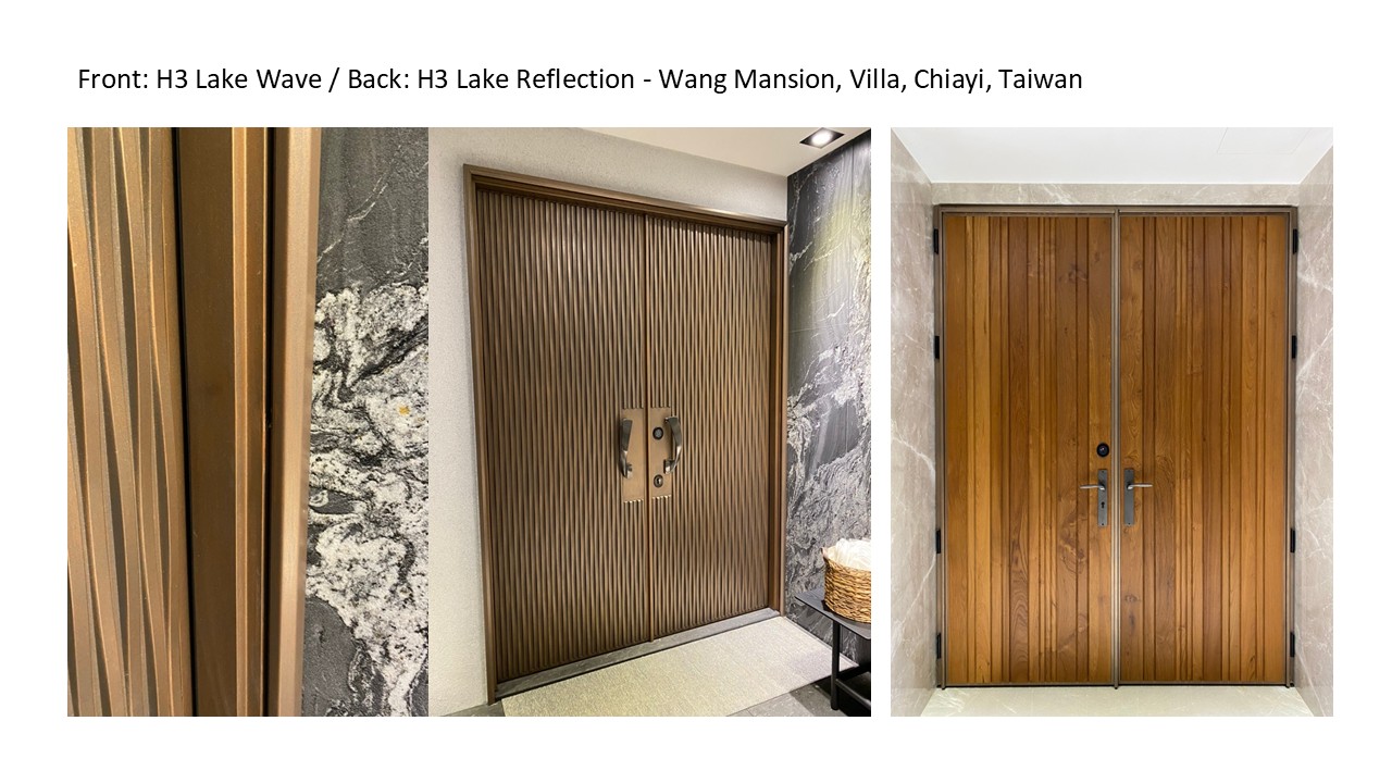 Front: H3 Lake Wave / Back: H3 Lake Reflection - Wang Mansion, Villa, Chiayi, Taiwan, Blue Whale Door