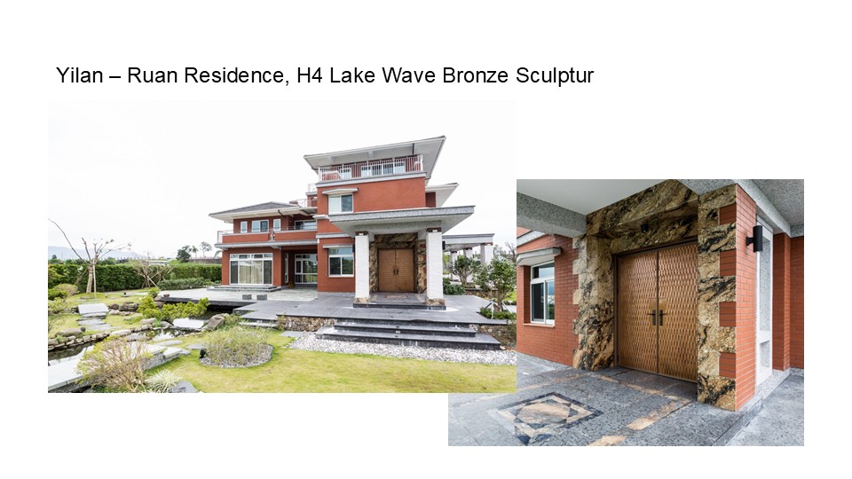 Yilan – Ruan Residence, H4 Lake Wave Bronze Sculpture, Blue Whale Door