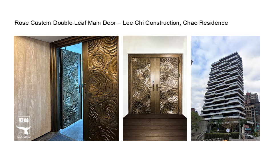 Rose Custom Double-Leaf Main Door – Lee Chi Construction, Chao Residence, Blue Whale Door