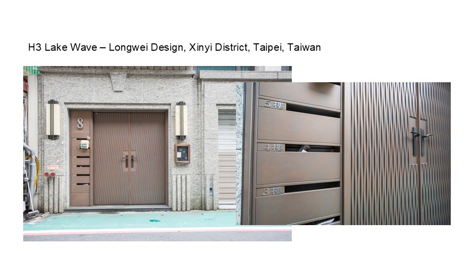 H3 Lake Wave – Longwei Design, Xinyi District, Taipei, Taiwan, Blue Whale Door